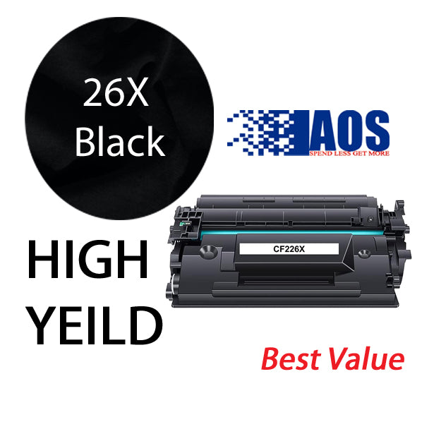 AOS Private Labeled OEM 26X Black High Yield Toner Cartridge, CF226X