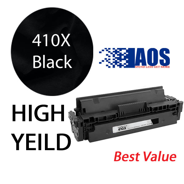 AOS Private Labeled OEM 410X Black High Yield Toner Cartridge, CF410X