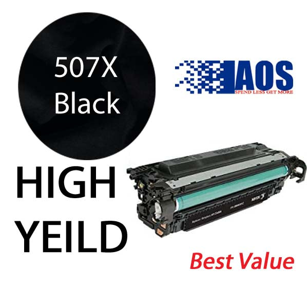 AOS Private Labeled OEM 507X Black High Yield Toner Cartridge, CE400X