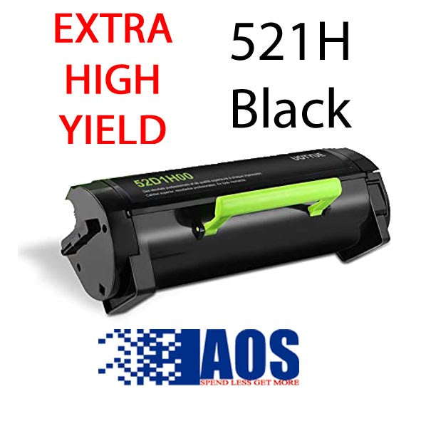 AOS Private Labeled OEM 521H EXTRA HIGH YIELD (25K) Black Toner Cartridge, 52D1H00