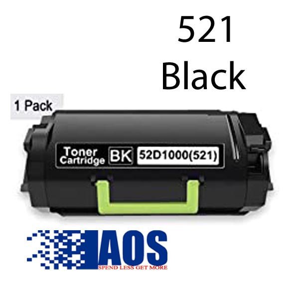 AOS Private Labeled OEM 521 Black Toner Cartridge, 52D1000