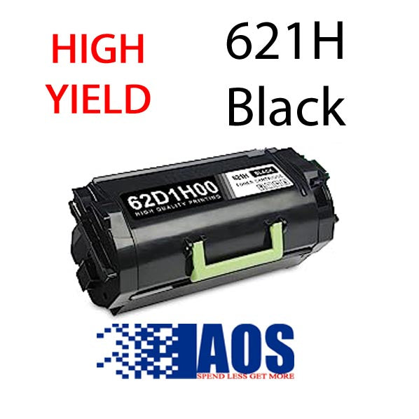 AOS Private Labeled OEM 621H HIGH YIELD (25K) Black Toner Cartridge, 62D1H00