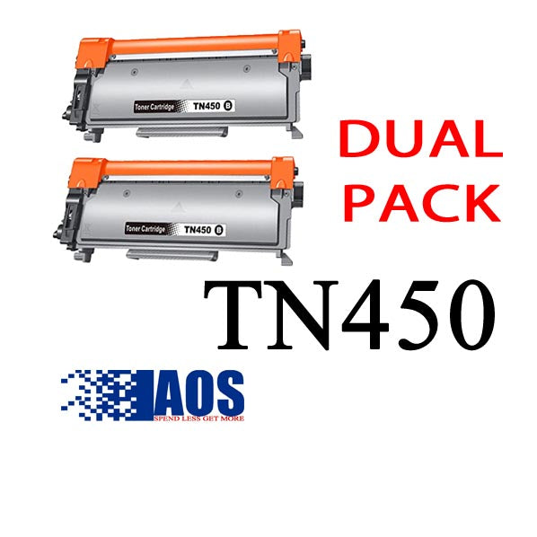 AOS Private Labeled OEM TN450 Toner Cartridge (2 PACK)